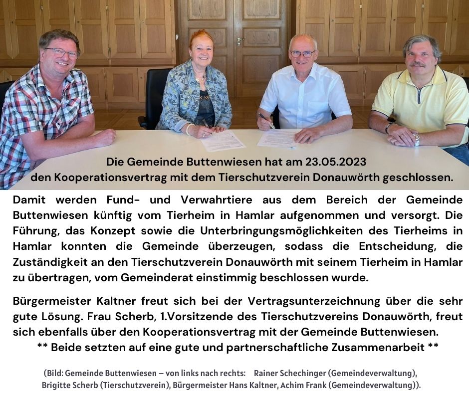 Kooperationsvertrag mit der Gemeinde Buttenwiesen
