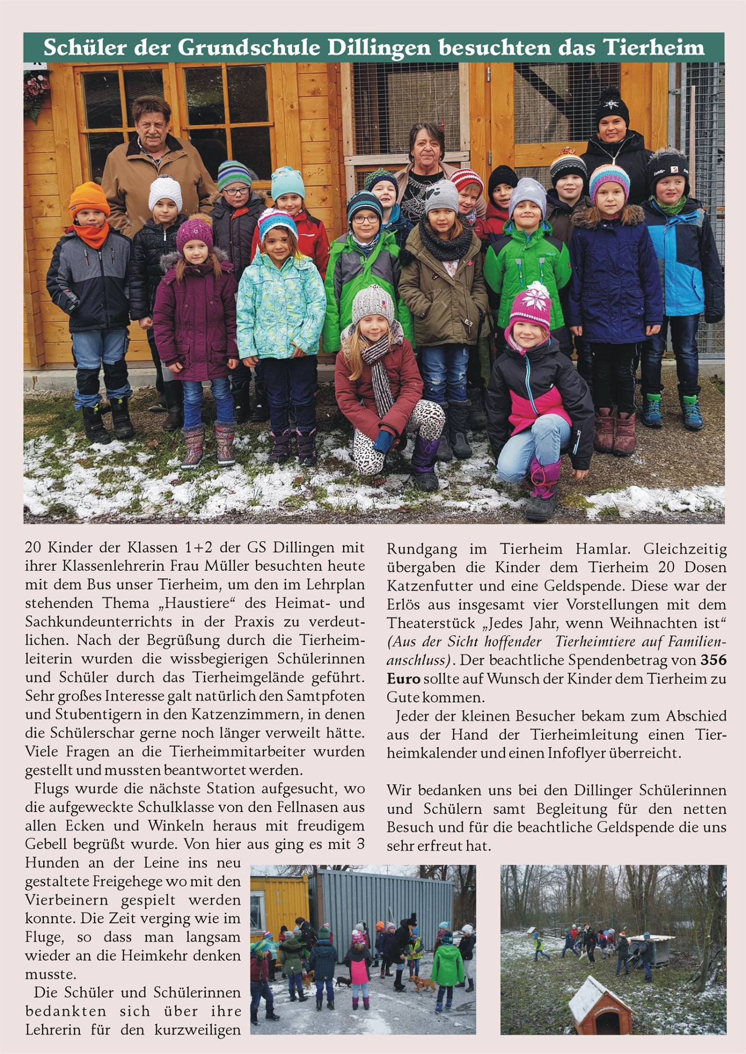 Grundschule Dillingen zu Besuch im Tierheim