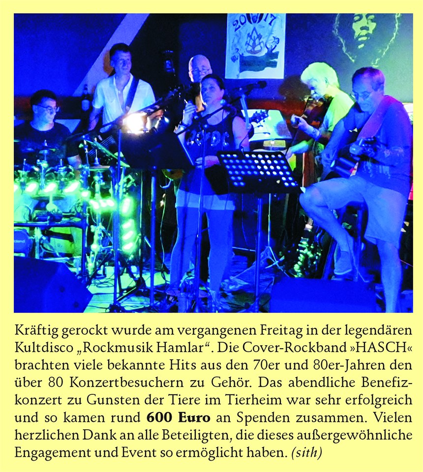 Hasch rockt für Tierheim in Hamlar