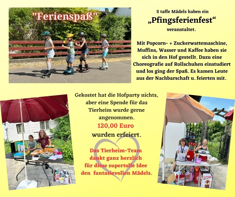 5 taffe Mädels haben ein Pflingstferienfest veranstaltet